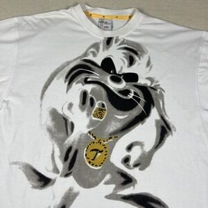 Y2K LOT29 Taz Looney Tunes Shirt Mens 3XL White Graphic Tee Cartoon Streetwear